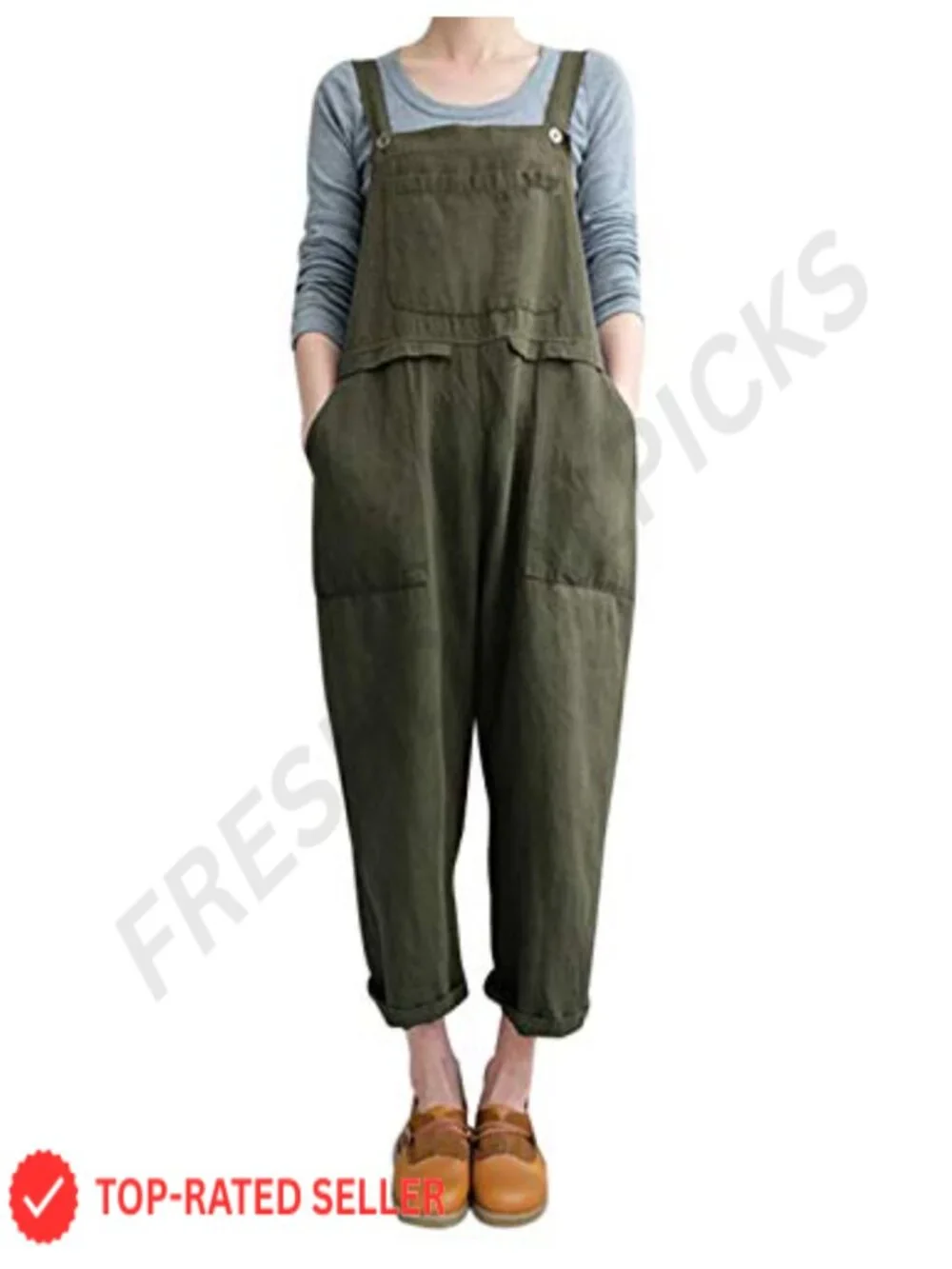 Linen Overalls for Women Loose Fit Baggy Jumpsuit Cotton Adjustable Straps
